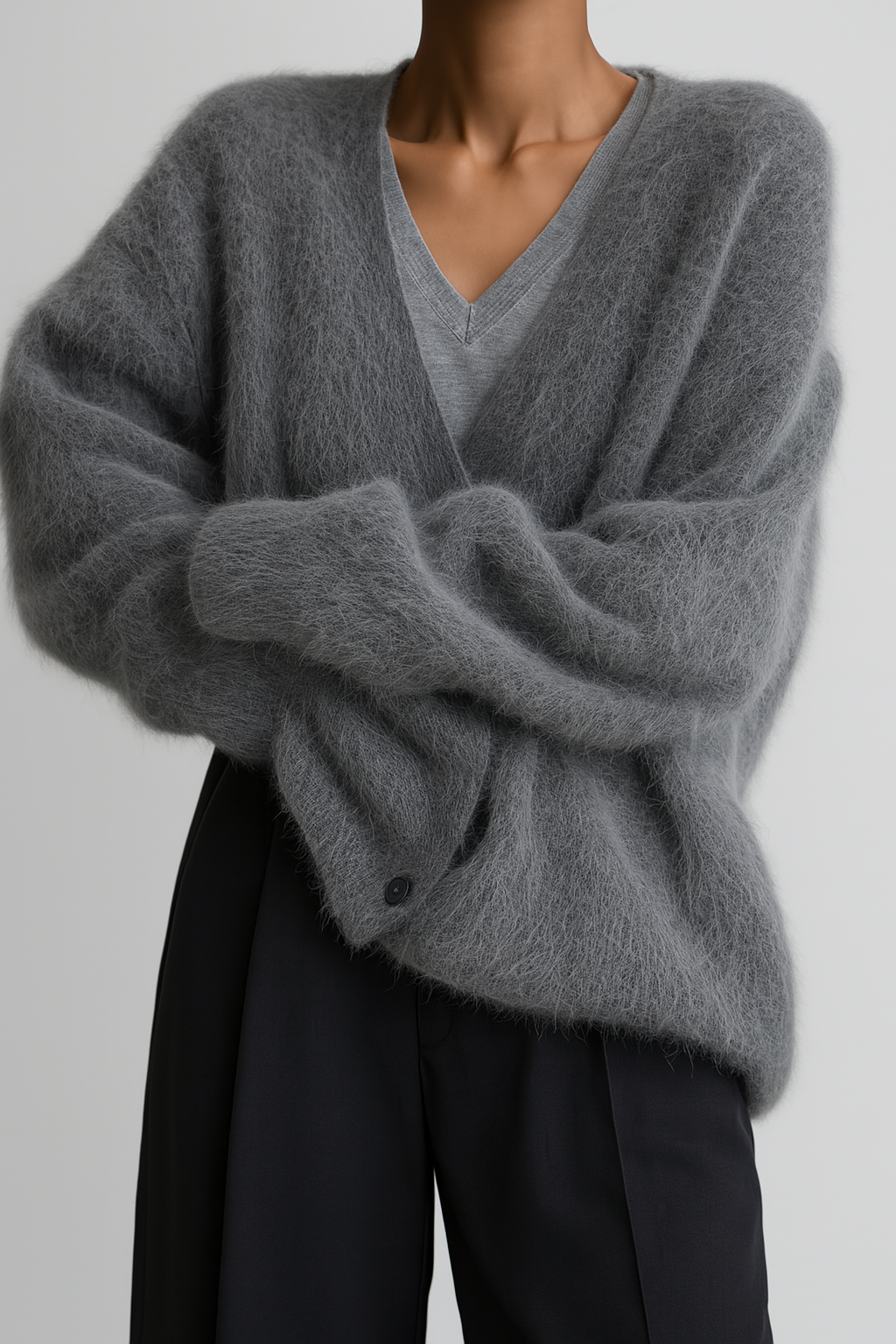 Comfortabel gebreid damesvest met knoopsluiting. Dit veelzijdige acryl vest is warm en perfect voor elke vrouw.