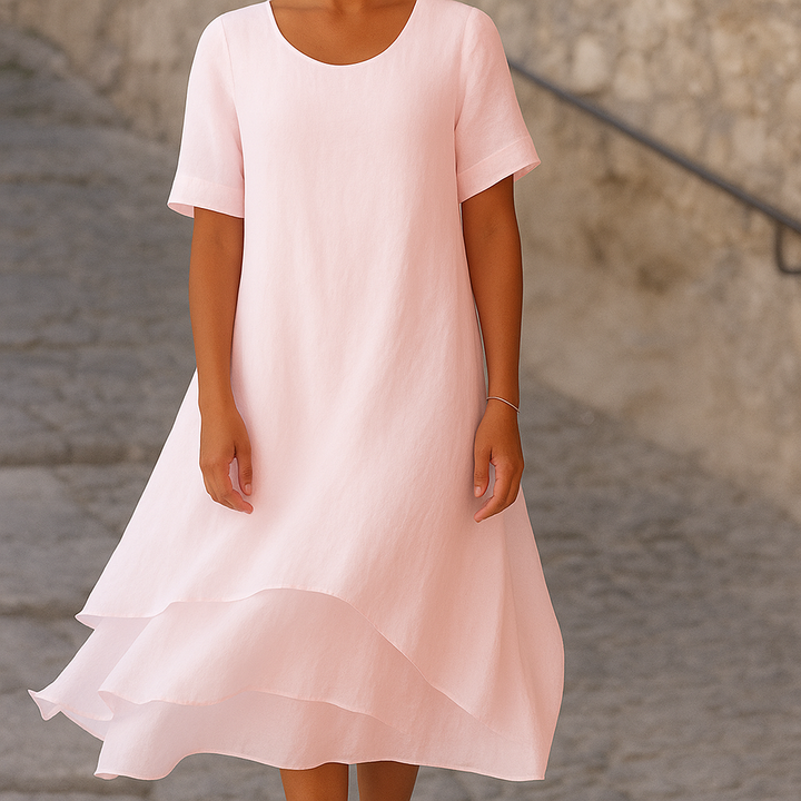Stijlvolle midi jurk met hoge zijsplit voor dames, veelzijdig voor cocktailparty's of een zakelijke look.