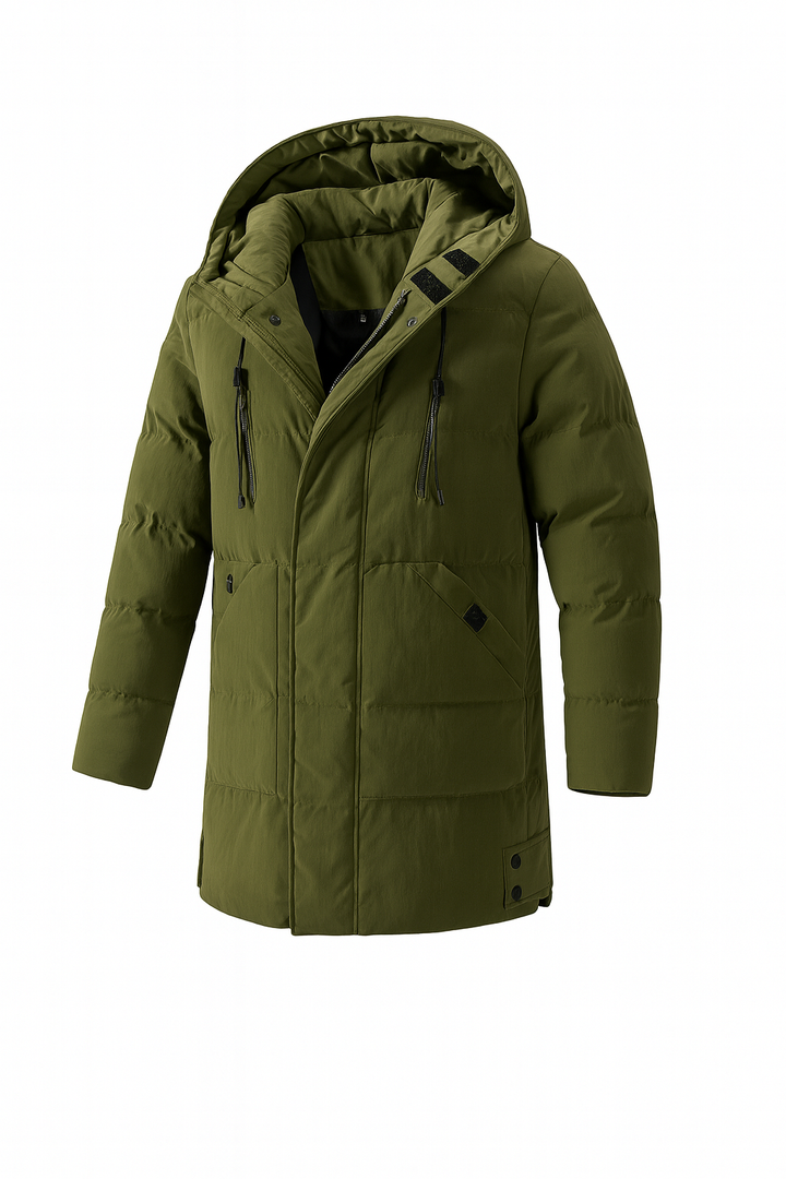 Stijlvolle heren capuchonjas, geïsoleerd en verstelbaar. Perfecte casual winterjas voor heren, biedt optimale warmte.