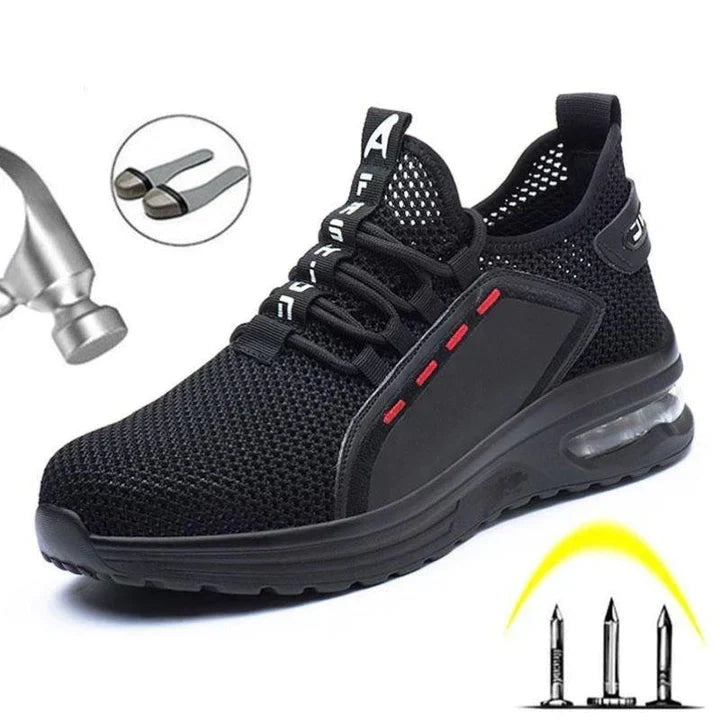 Heren orthopedische veiligheidsschoenen met stalen neus en antislipzool voor ultiem comfort en bescherming op het werk.
