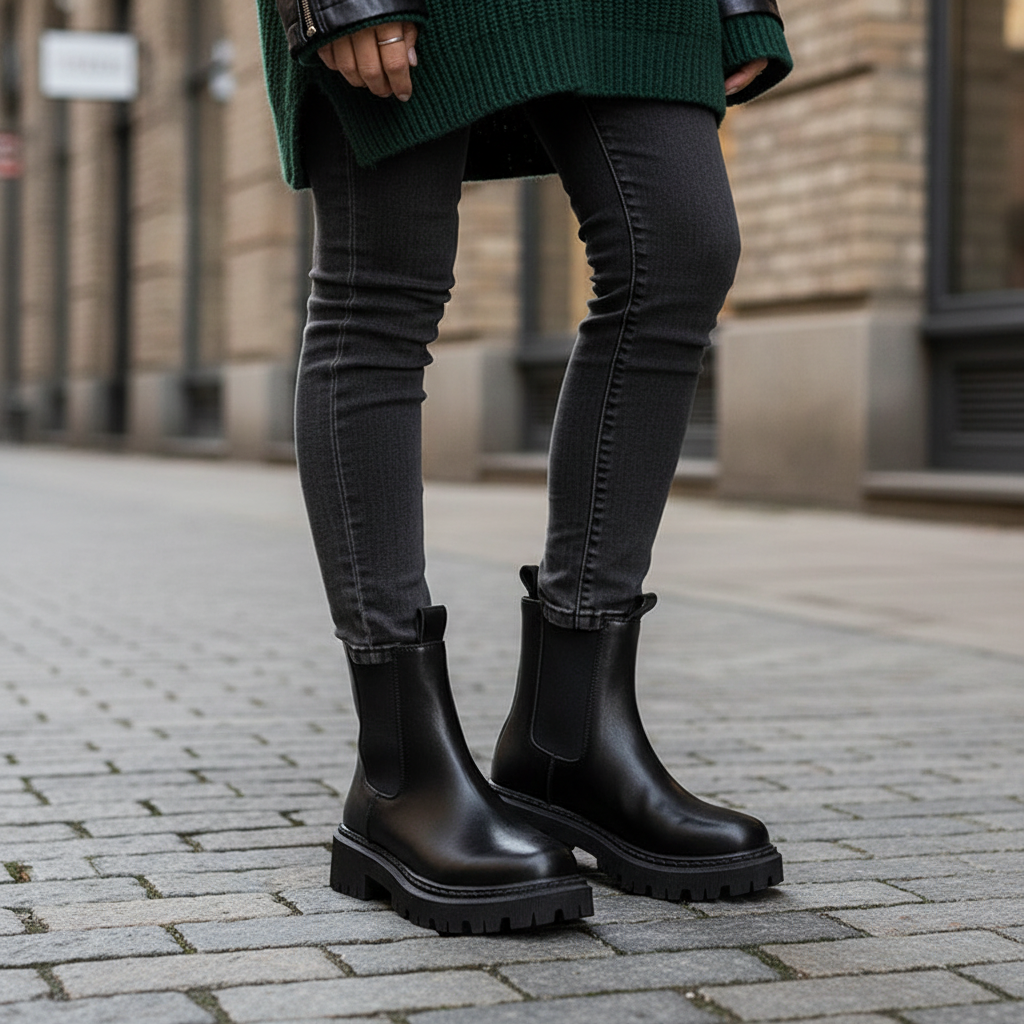 Dames Chelsea laarzen met ronde neus, comfortabel en stijlvol. Ideale slip-on enkellaarzen voor elke dag.