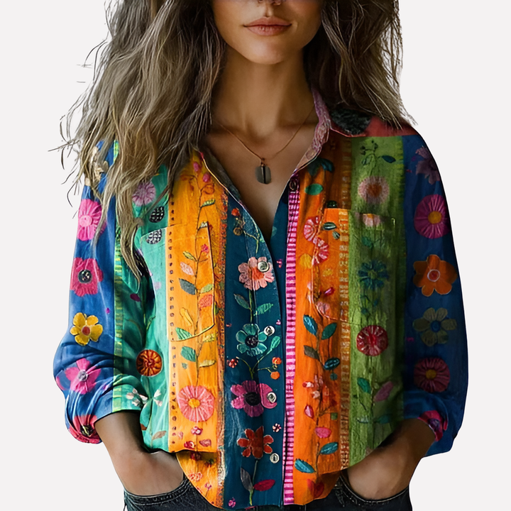 Veelzijdige dames blouse met knopen, lange mouwen. Dit modieuze dames overhemd is een tijdloze toevoeging.