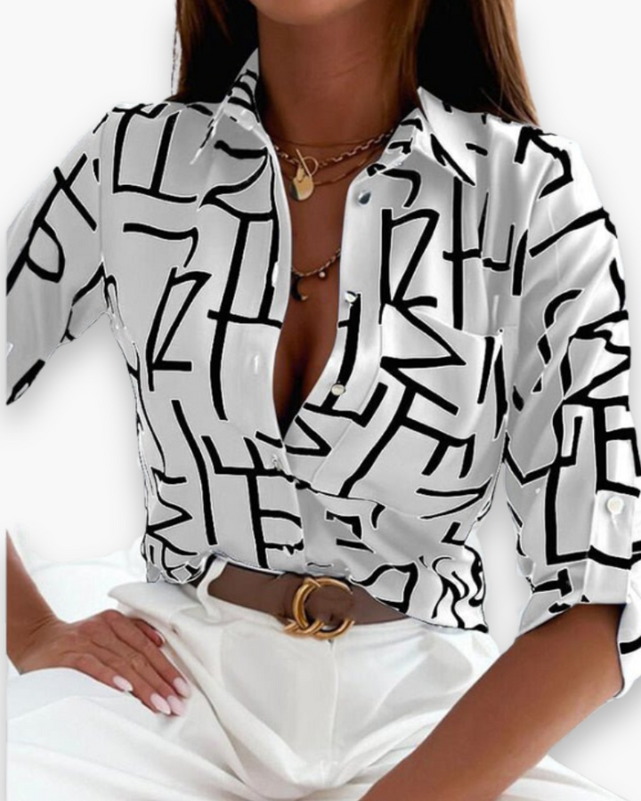 Chique damesblouse met moderne print, stijlvolle bovenkleding voor een elegante uitstraling.