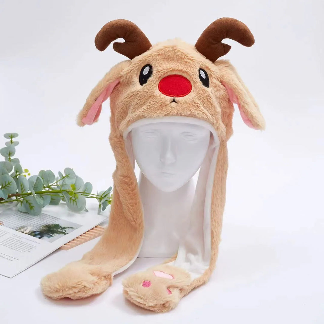 Schattige konijnenmuts met beweegbare oren, een must-have voor winterplezier.