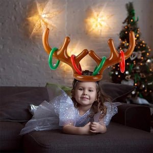Opblaasbaar rendier spel; een makkelijk op te zetten ringwerpspel voor familie en vrienden tijdens de kerst.