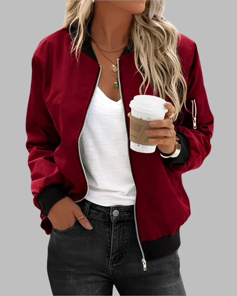 Dames bomberjack, duurzaam polyester, chic en casual voor alle seizoenen.