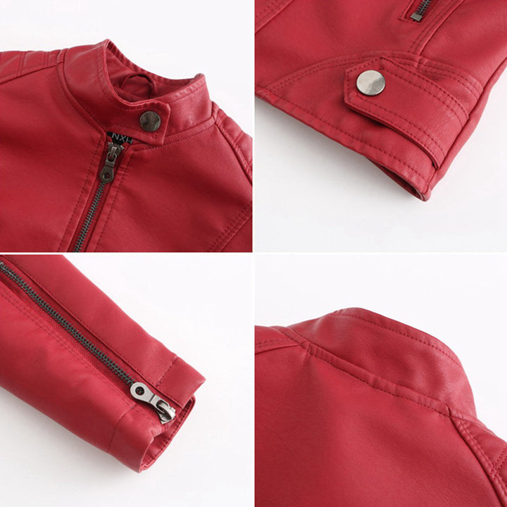 Hoogwaardig PU-leren damesjack, asymmetrisch ritssluiting design, geeft elke outfit een modieuze twist.