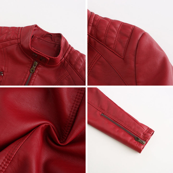 Comfortabel roze vegan leren damesjack Nova; stoere, tijdloze look, perfect voor dagelijkse mode.