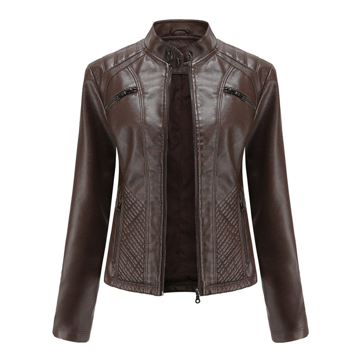Donkerbruin Nova damesjack van vegan leer; stoere, tijdloze stijl, geschikt voor elke outfit.