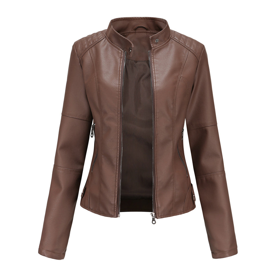 Damesjack Romy, stijlvol PU-leren ontwerp met asymmetrische ritssluiting, voor elke modebewuste vrouw.