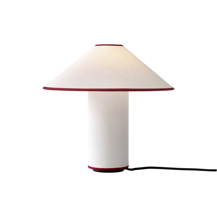 De Lunara tafellamp: een modern sfeerlicht met stoffen kap, essentieel voor gezellige binnenverlichting.