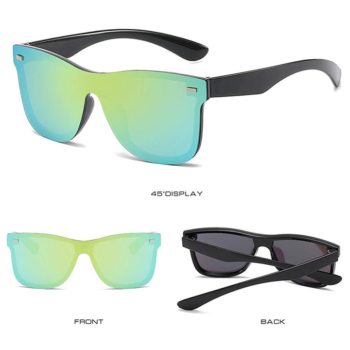 Zonnebril unisex, randloos montuur, essentieel zomer accessoire met UV400 bescherming.