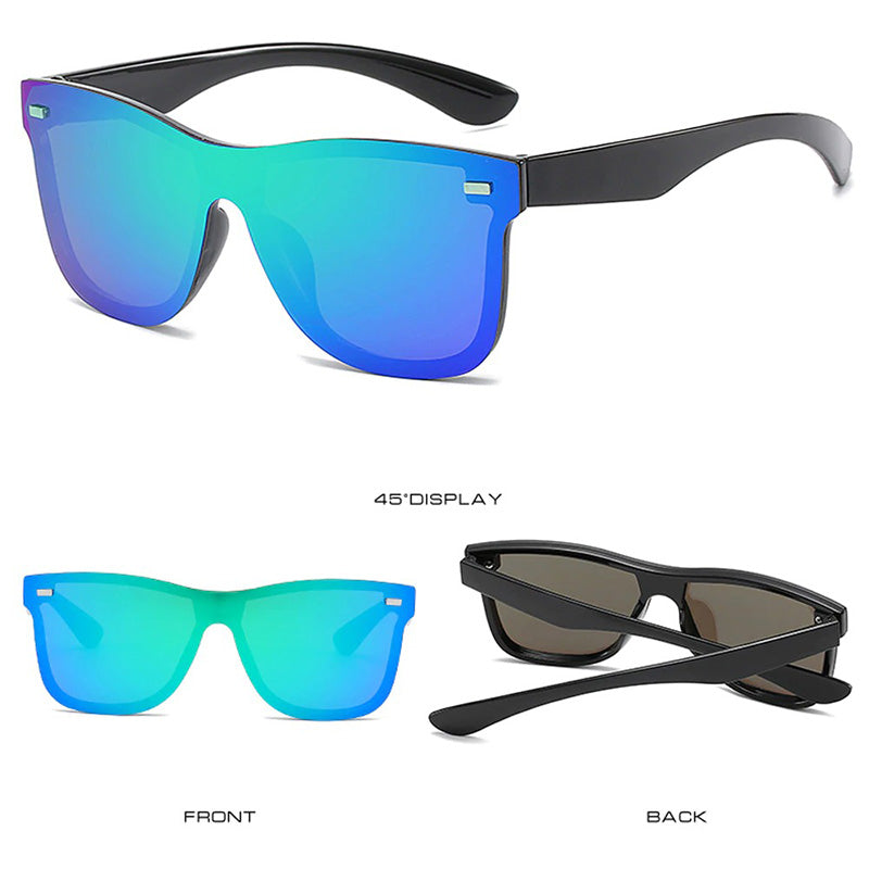 Randloze zonnebril unisex, gekleurde lenzen voor een trendy look, inclusief UV400 bescherming.