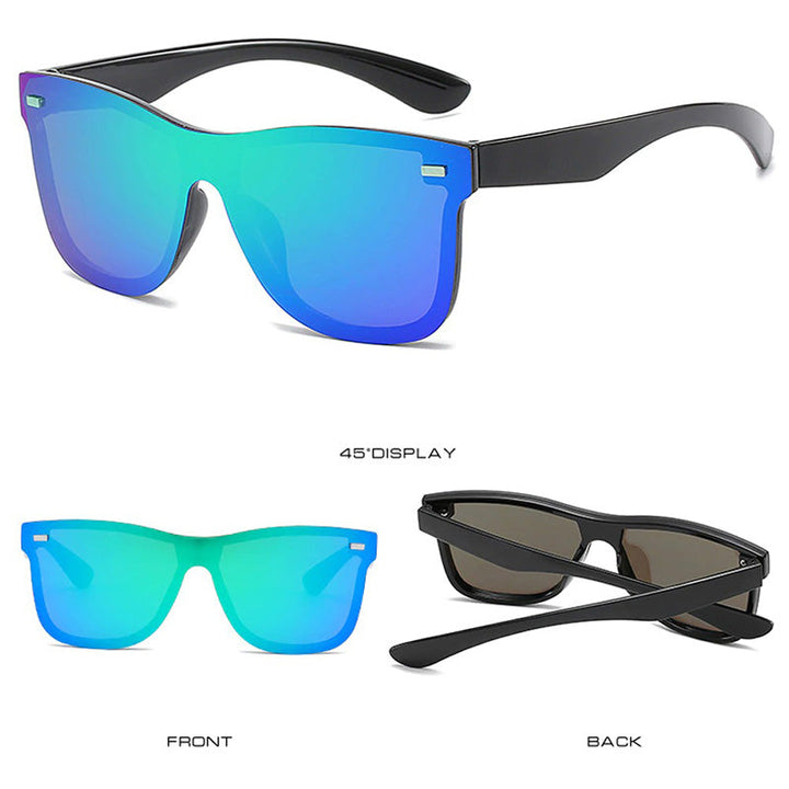 Randloze zonnebril unisex, gekleurde lenzen voor een trendy look, inclusief UV400 bescherming.