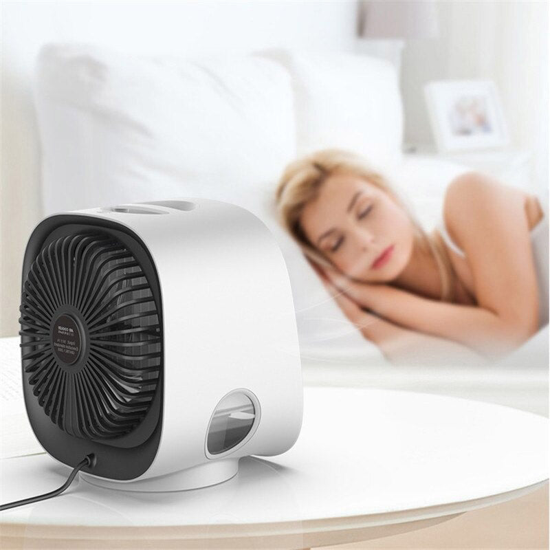 Draagbare mini airco met bevochtiging, ideaal voor verkoeling thuis of op kantoor tijdens de zomer.