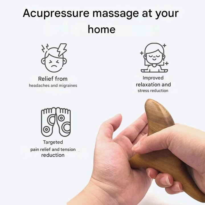 Close-up van ZenTri acupressuur driehoek; effectieve drukpuntmassage voor handen en voeten bij stress.