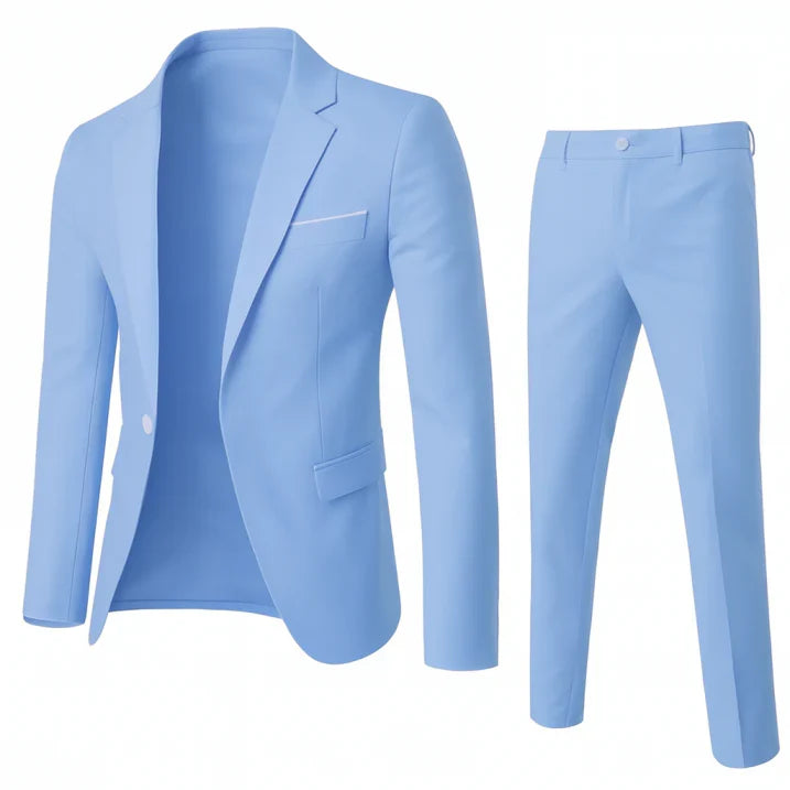 Rugweergave van een getailleerd heren slim fit maatpak, toont de moderne snit en comfortabele pasvorm.