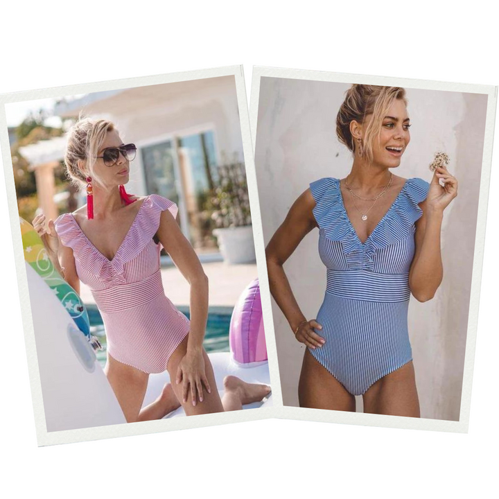 Stijlvol vintage dames zwempak met flatterend ontwerp, trendy strandmode voor de zomer.