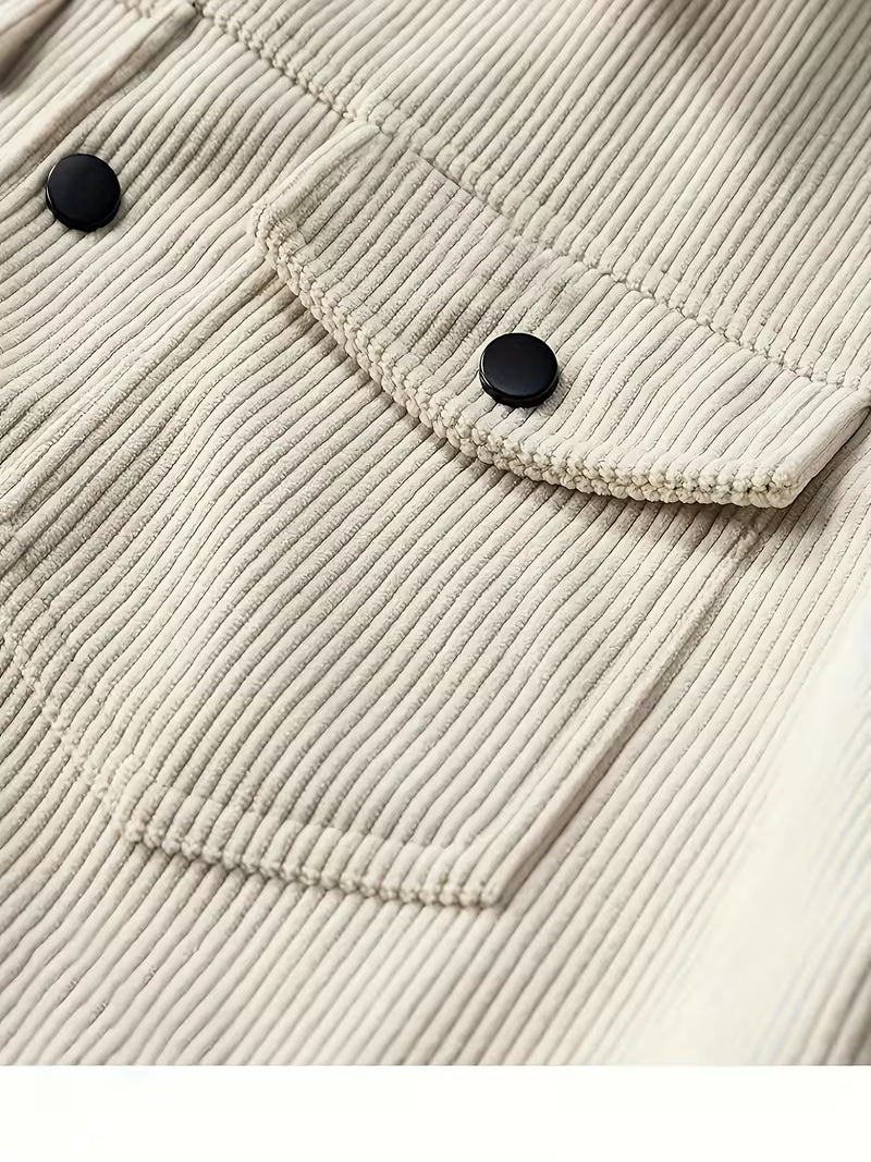 Stijlvolle beige heren bovenkleding, comfortabele dagelijkse jas met borstzakken en lange mouwen.