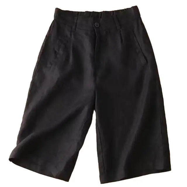 Stijlvolle dames shorts Elvira, hoge taille, wijde pijpen, knielengte, essentiële zomerkleding.