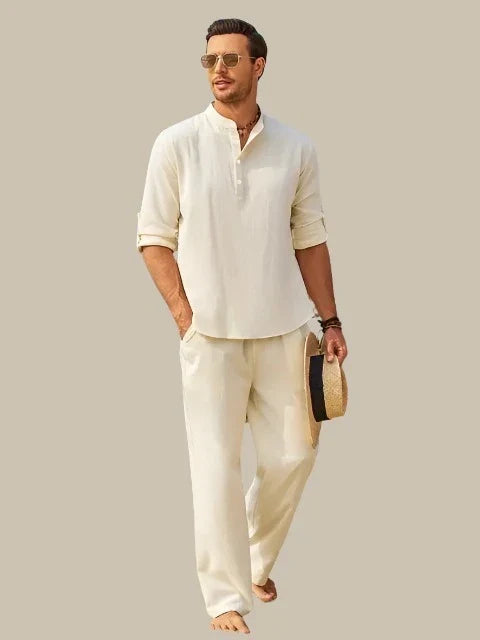 Comfortabele casual heren zomerset, ideaal voor strand, vakantie of vrije tijd.