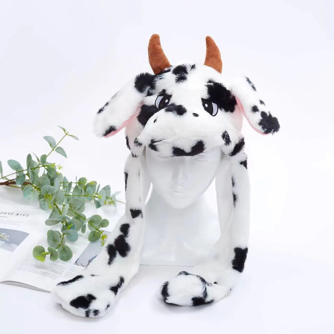 Leuke pluche dierenmuts, konijn, met bewegende oren, een super cadeau voor iedereen.