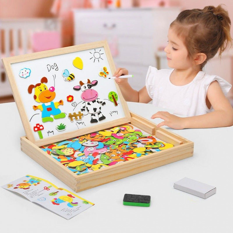Open ARTIBLOX houten Montessori tekenbord & krijtbord. Draagbaar educatief speelgoed voor creatieve kinderen.