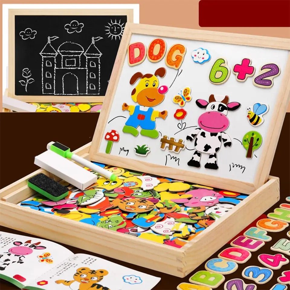 ARTIBLOX 2-in-1 Montessori houten tekenbord & krijtbord. Duurzaam educatief speelgoed voor creativiteit & leren.
