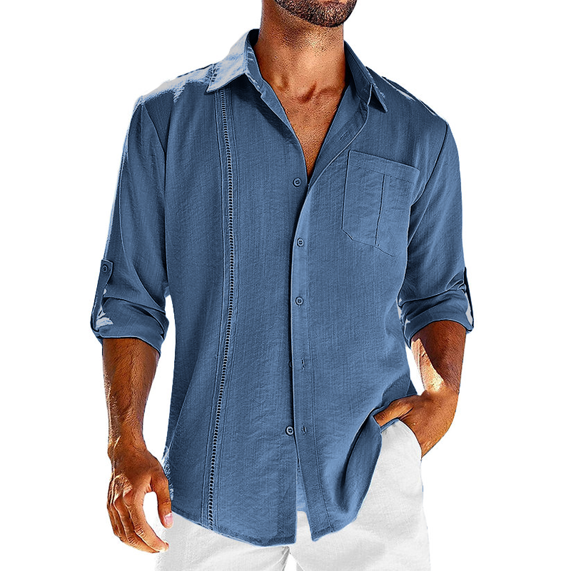 Stijlvol heren Cubaans overhemd met korte mouwen, ideaal voor zomerse dagen en vakantie. Ademend en comfortabel.