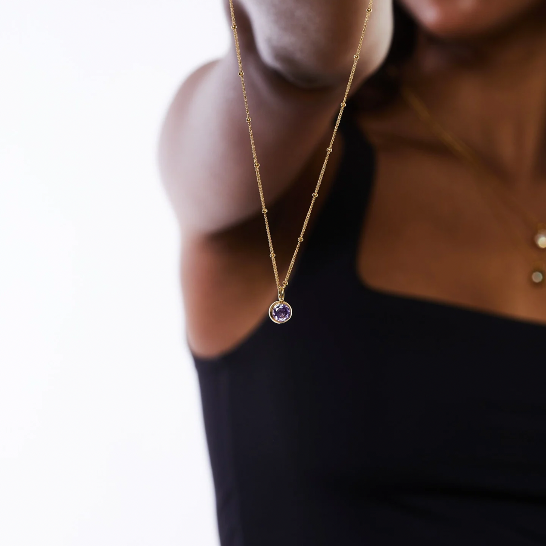 Damesketting Aurora in zilver met edelsteen; jouw persoonlijke geboortesteen als talisman.