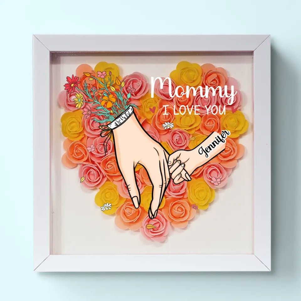 Een gepersonaliseerde fotolijst met bloemen en naam. Perfect als cadeau voor elke gelegenheid.