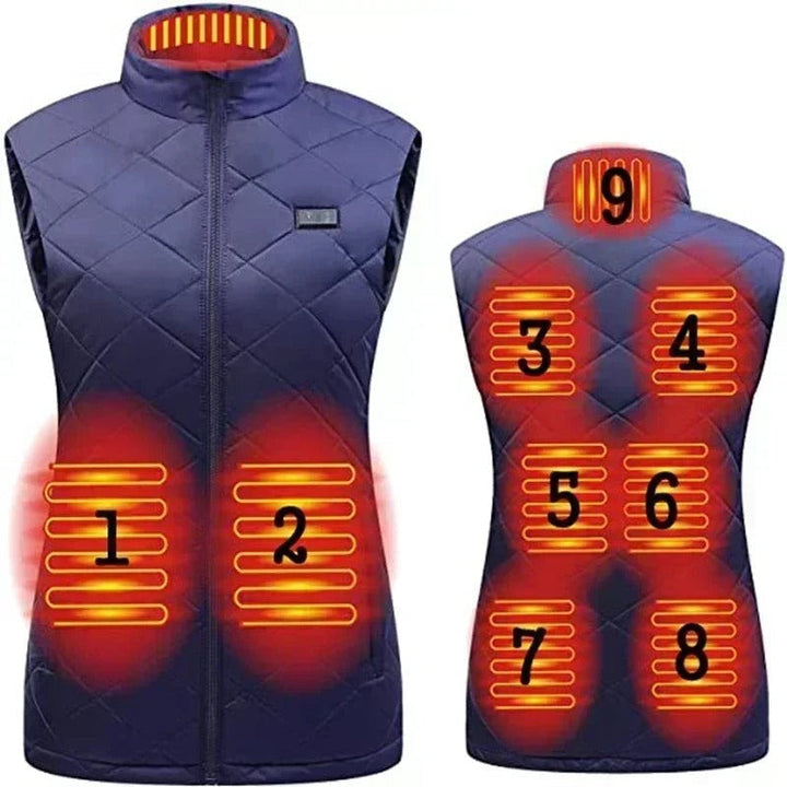 Dames thermovest Amber, verwarmd met negen zones, essentiële warmtekleding voor winter en laagjes.