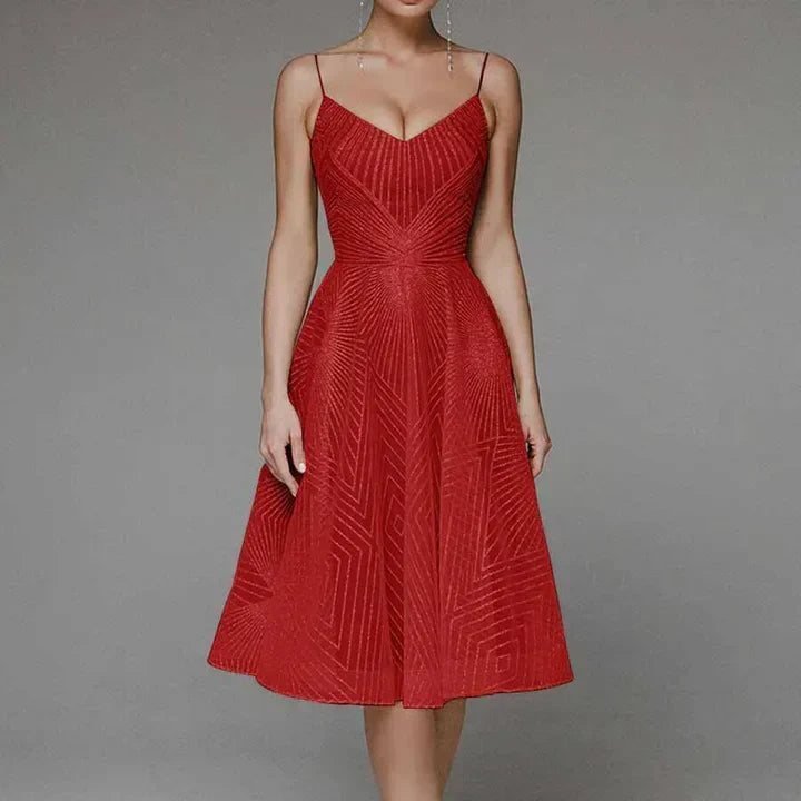 Zomerse dames midi jurk, A-lijn, met hartvormige halslijn voor een elegante look.
