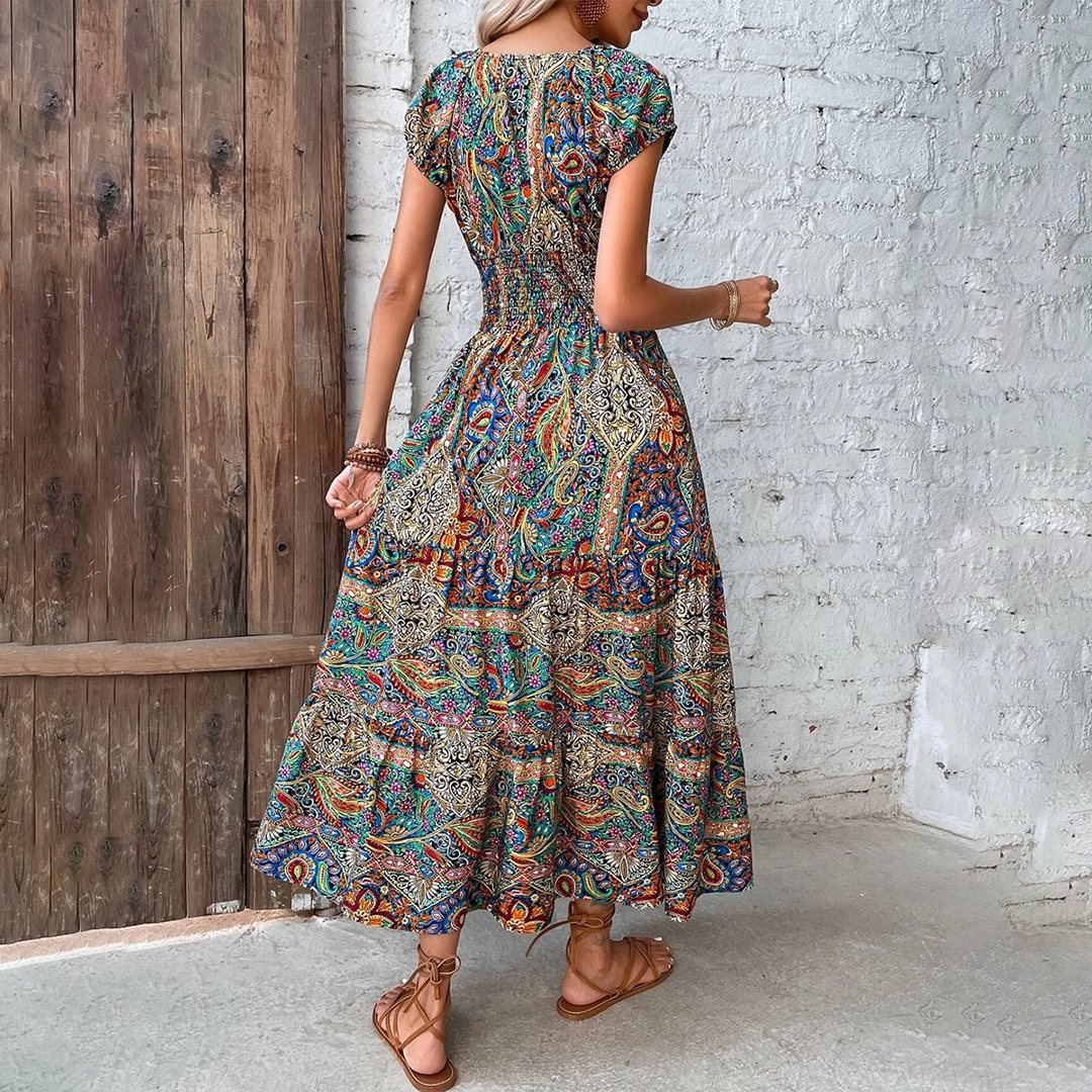 Boho maxi zomerjurk voor dames met uniek patroon, comfortabel en stijlvol voor elke gelegenheid.