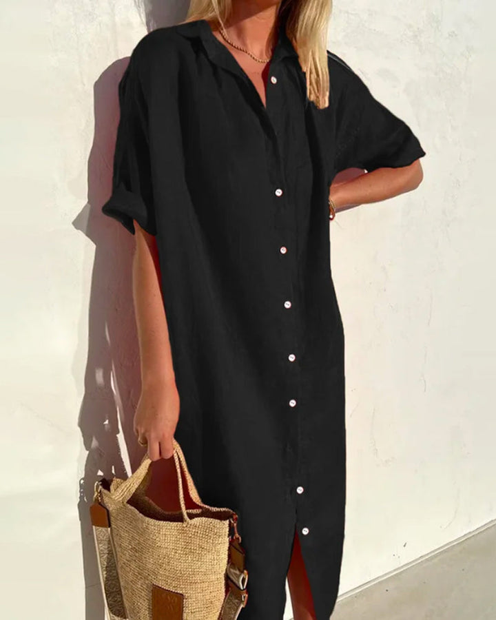 Stijlvolle dames midi zomerjurk met blouse-details, een must-have voor zomerkleding.