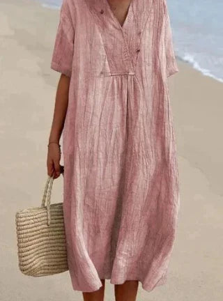 Een elegante en comfortabele dames midi zomerjurk, perfect voor een stijlvolle casual look.