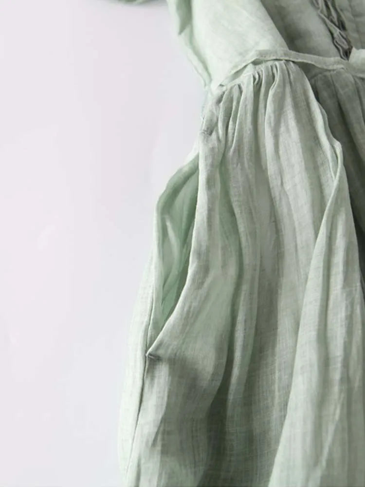 Comfortabele casual midi zomerjurk voor dames, ademend en losvallend, ideaal voor ontspannen dagen.