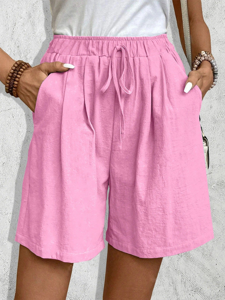 Dames hoge taille casual shorts met zakken, perfect voor een comfortabele en stijlvolle zomerlook.