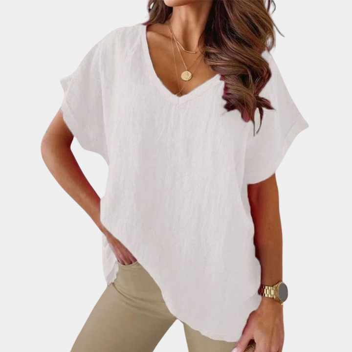 Dames top met ronde hals, zacht en ademend. Een onmisbare, stijlvolle basis voor casual damesmode.