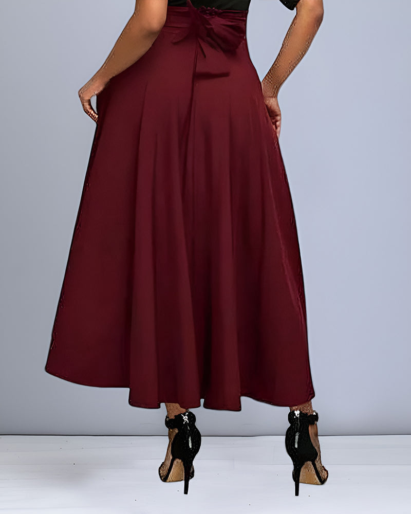 Zwarte lange rok met hoge taille voor dames, ideaal voor een chique en comfortabele look.