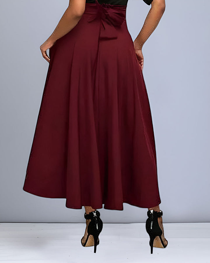 Zwarte lange rok met hoge taille voor dames, ideaal voor een chique en comfortabele look.