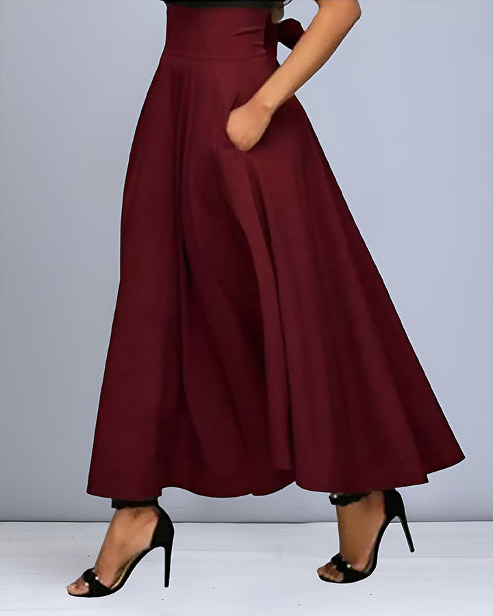 Moderne dames rok, lang en elegant met hoge taille, verkrijgbaar in diverse kleuren.