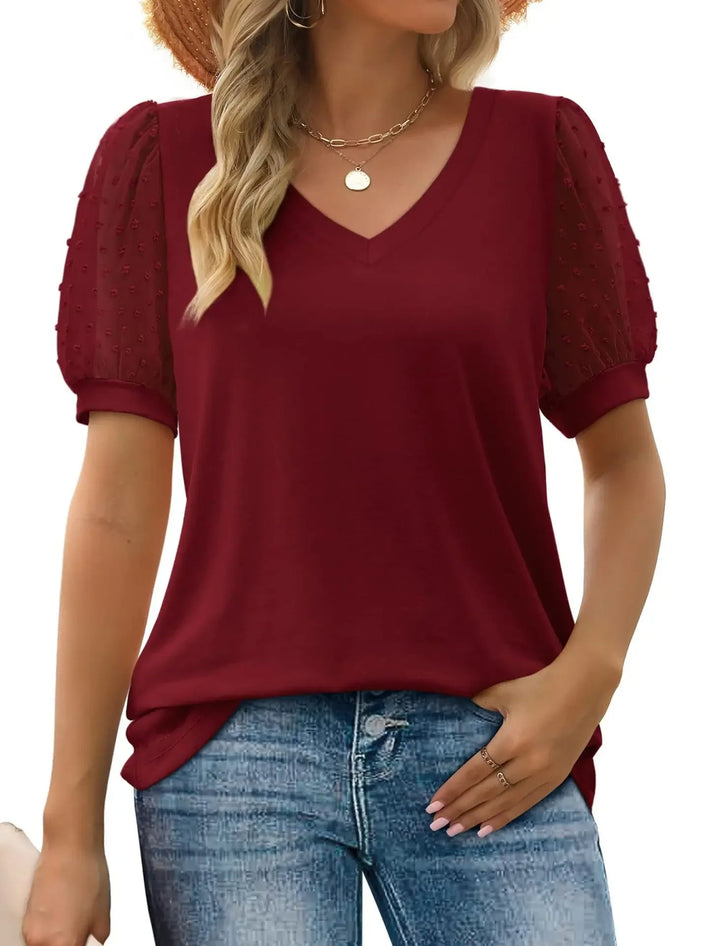 Trendy V-hals dames top, elegant en veelzijdig; draagbaar voor zowel werk als vrije tijd.