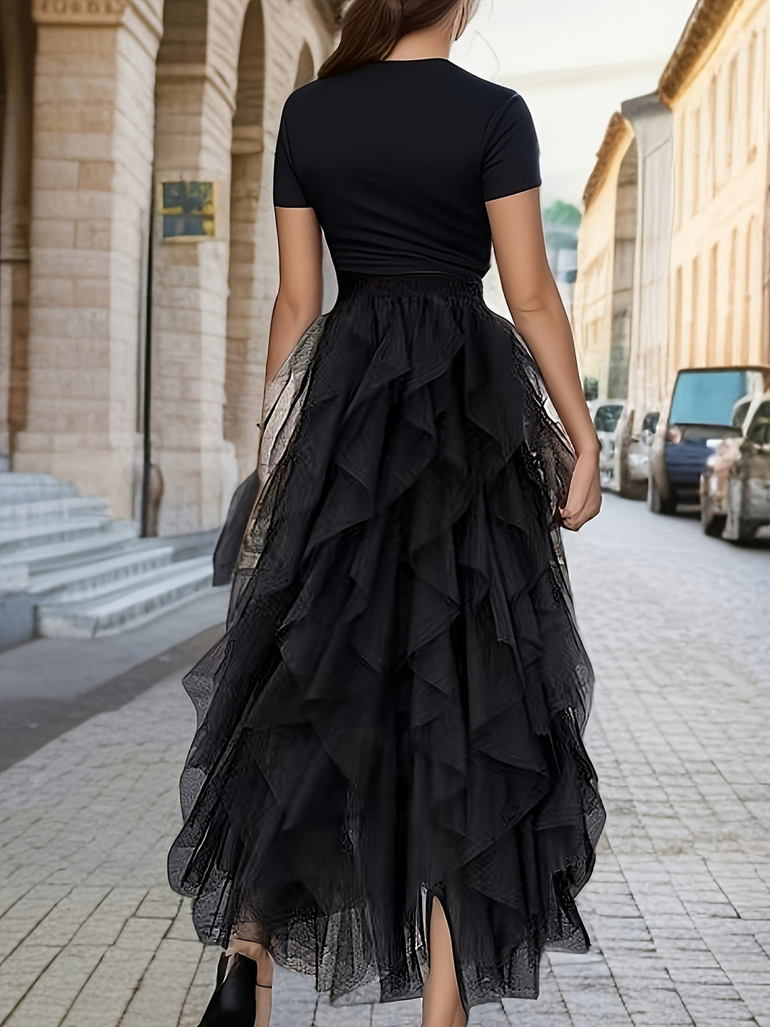 Veelzijdige dames gelaagde maxirok; elegante fashion voor elke gelegenheid, van casual tot chic.