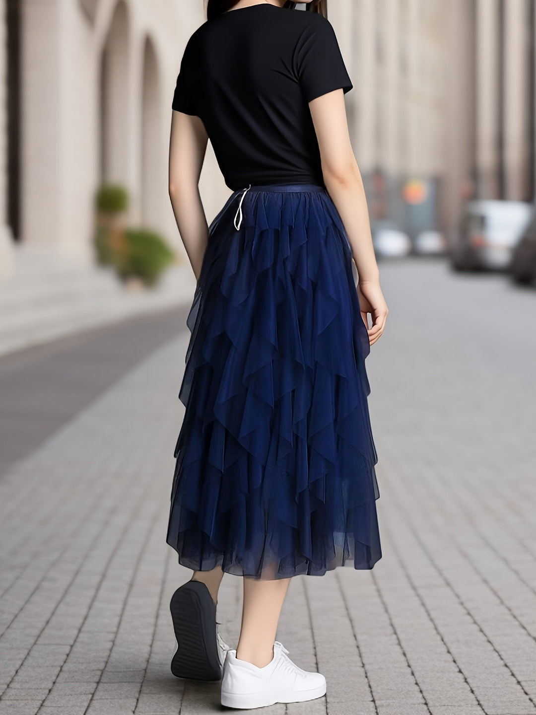 Dames gelaagde maxirok, een must-have elegante zomerrok met elastische taille voor ultiem comfort.
