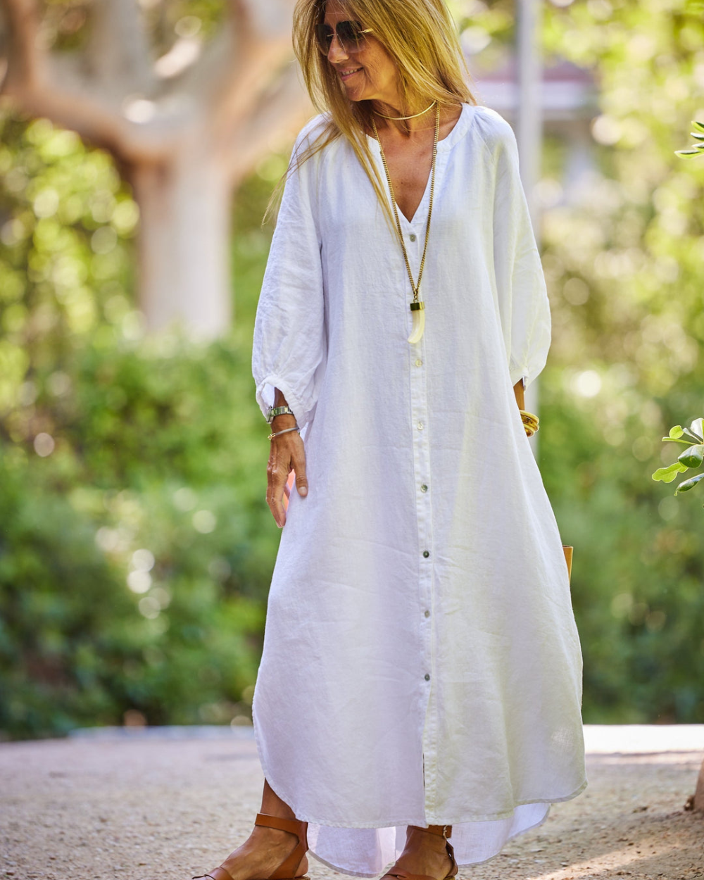 Comfortabele dames maxi jurk, lange mouwen, ideaal voor zomer en strand, modieus en relaxed.