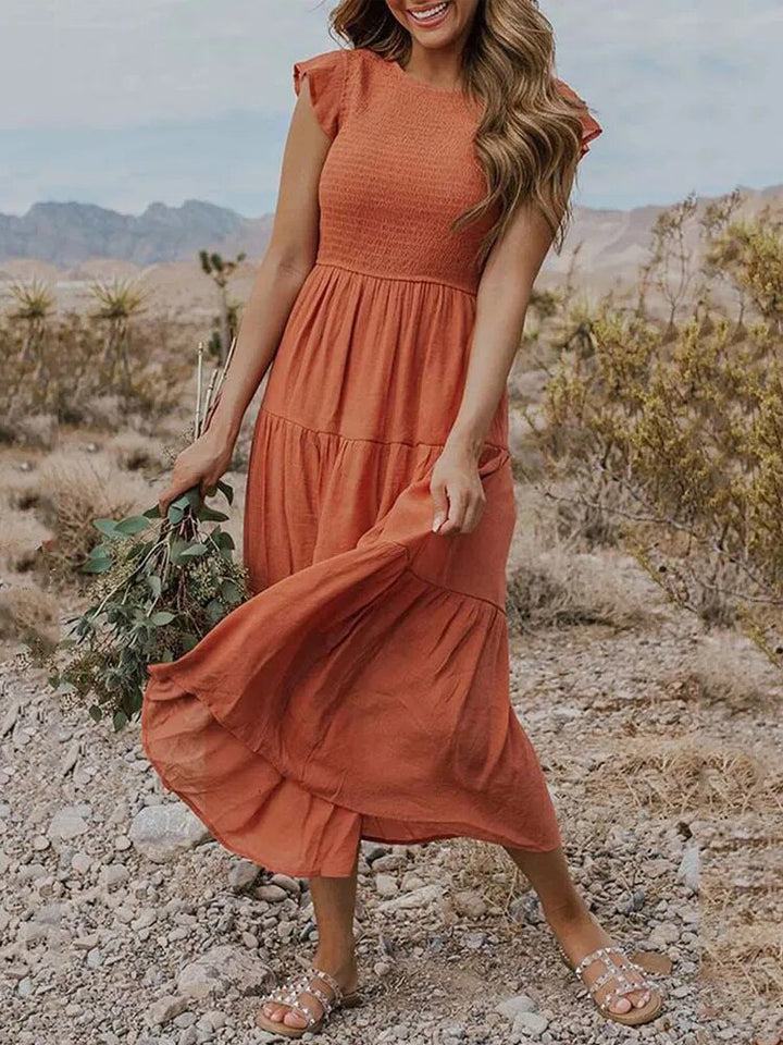 Casual dames zomerjurk met vlindermouwen; combineert comfort en elegantie voor vrouwen.