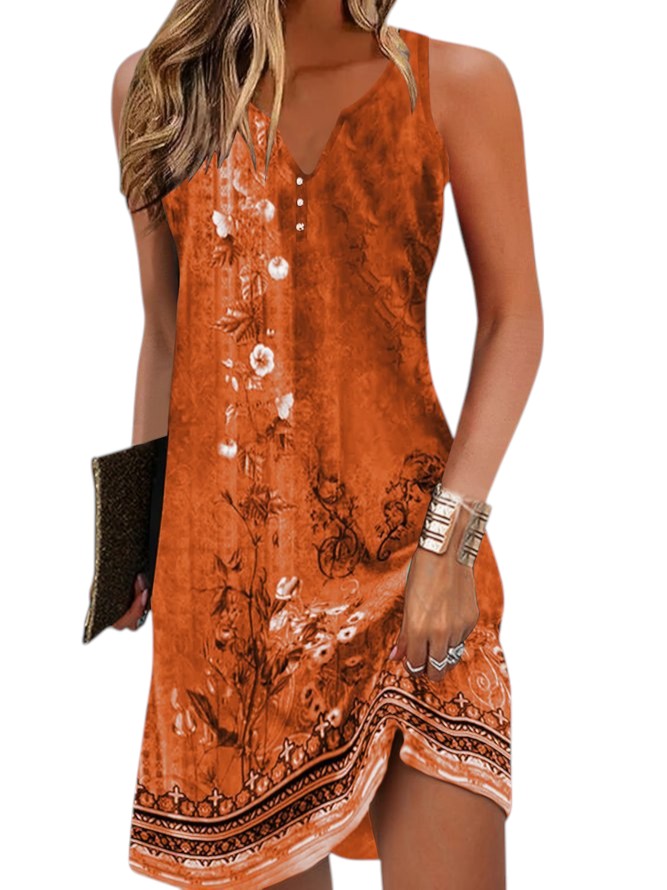 Speelse dames zomerjurk met vrolijke print, mouwloos en minilengte. Ideale casual jurk.