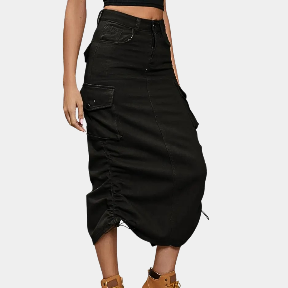 Trendy dames cargo rok in retro stijl, een must-have voor je lente/zomer garderobe. Comfortabel en veelzijdig.