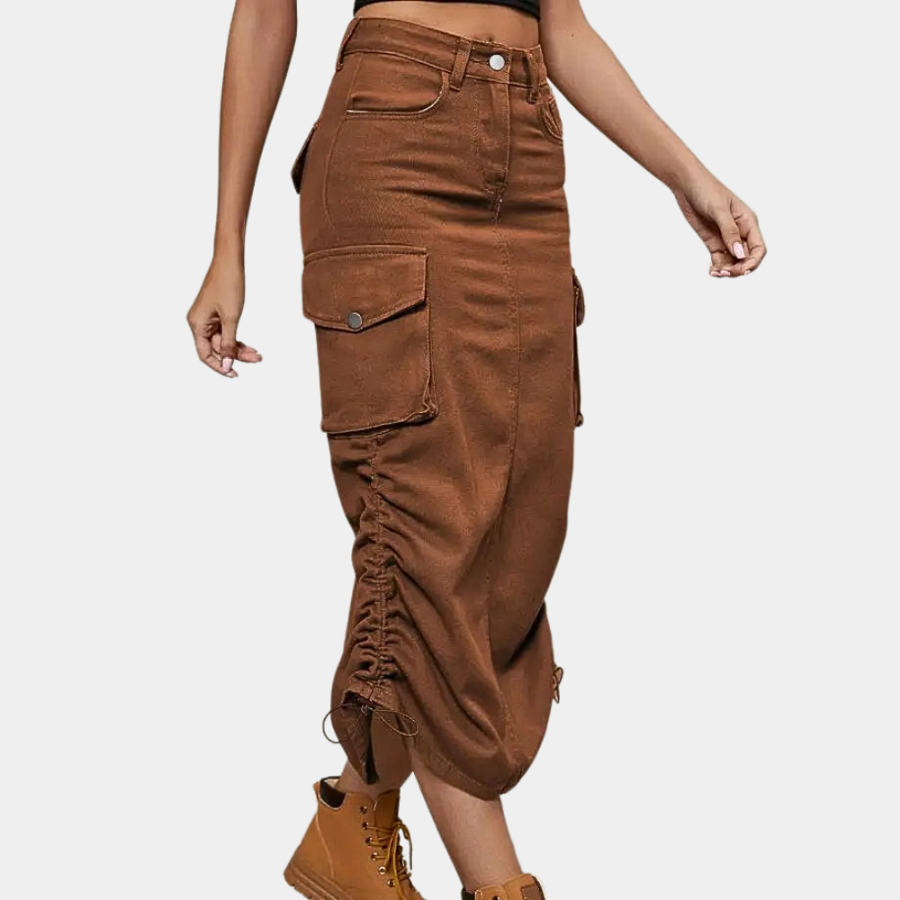 Casual chic dames cargo rok, retro geïnspireerd. Perfecte basis voor trendy lente- en zomeroutfits. Comfortabele pasvorm.